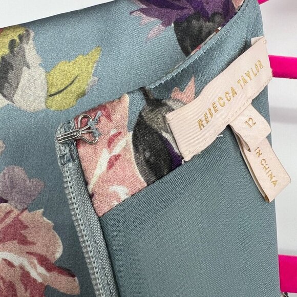 Rebecca Taylor 100% silk Short sleeve, mock, floral motif, baroque print, floral - Picture 13 of 15